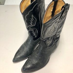 Vintage TONY LAMA Gray/Black Goatskin Cowboy Boots